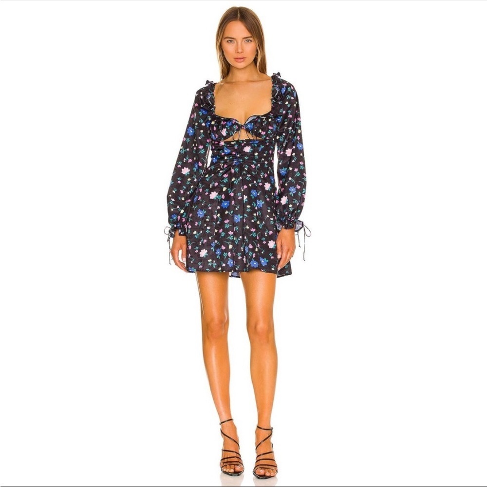 FOR LOVE AND LEMONS Lexy dress size S black floral longsleeve mini - Picture 8 of 8